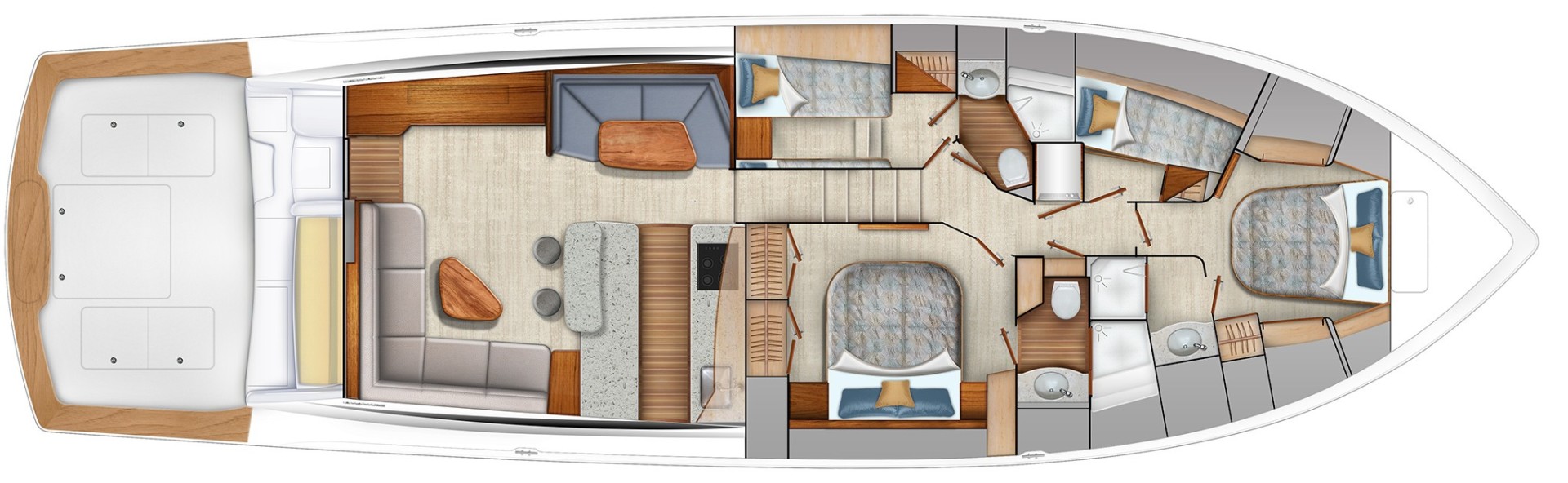 Viking 64 - Cabin Layout #2 (Crossover Berths)