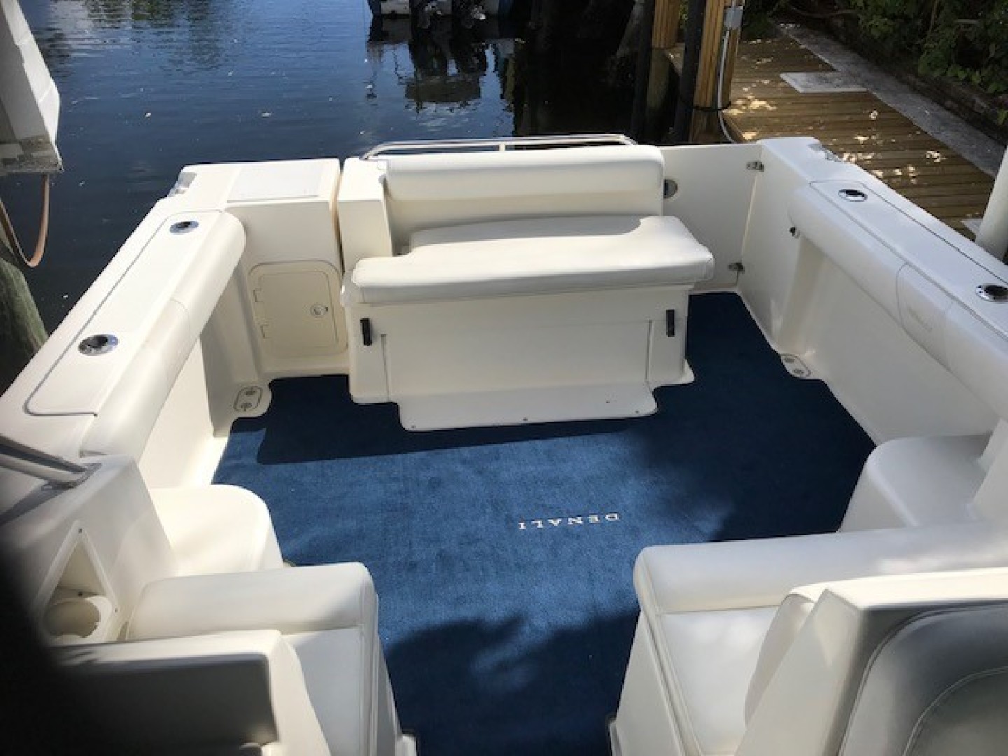 Pursuit 28 - Wired Up - Aft Seating with carpet liner